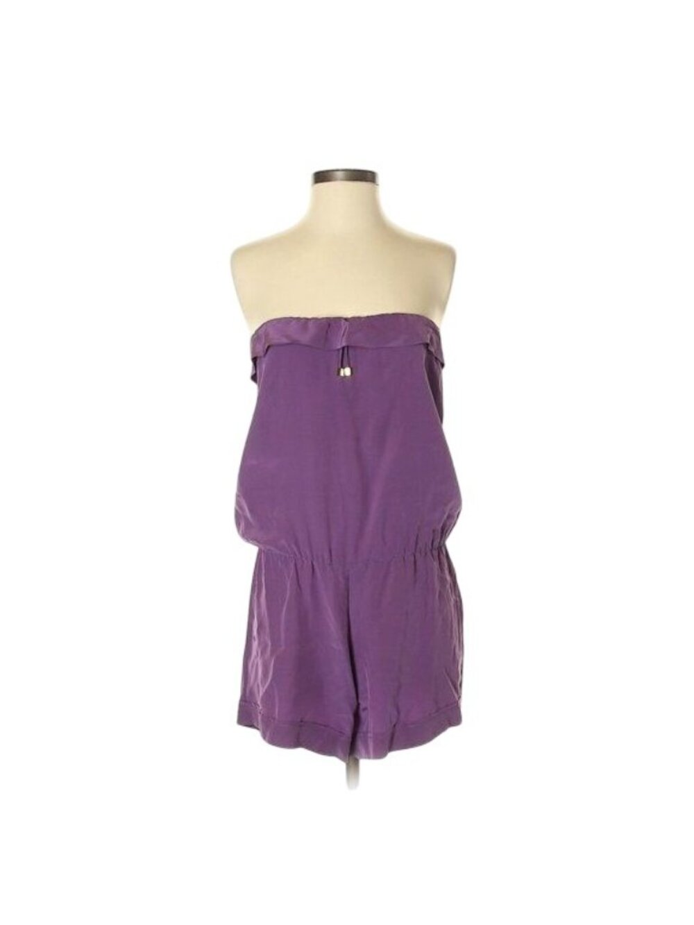 Porter Purple Silky Finish Tube Romper with Gold Tone Hardware